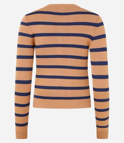 Blusa en Viscosa Rayada con Puños y Bajo Acanalado 5