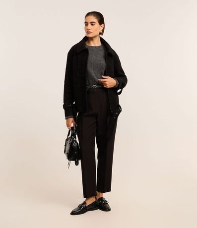 Campera  en Bouclé con Hebilla en el Puño y Bajo 2