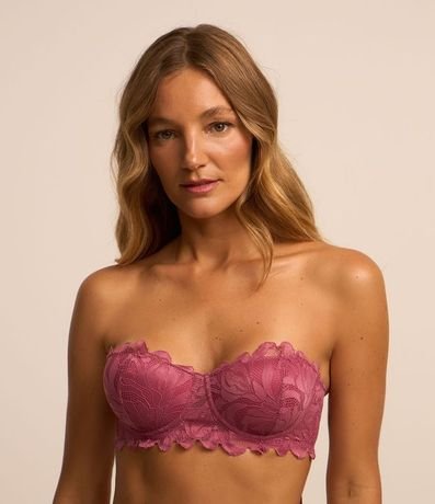 Soutien sin Breteles en Encaje Rustico Floral con Copa Hueca 4