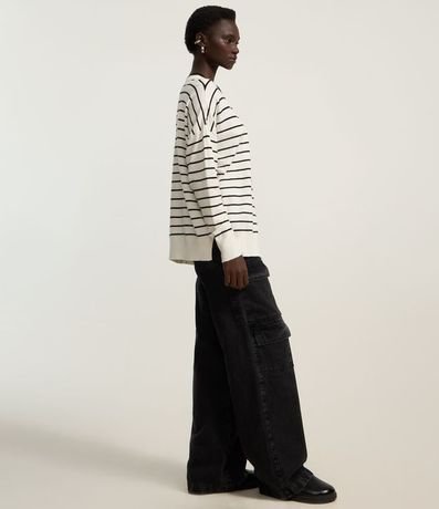 Cardigan Básico Overtop en Punto con Rayas 2