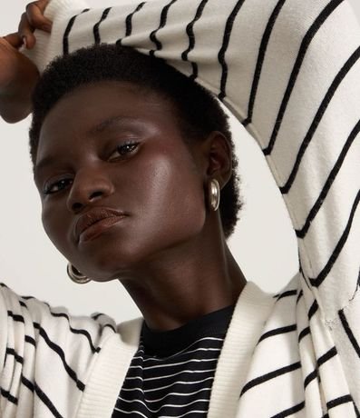 Cardigan Básico Overtop en Punto con Rayas 3