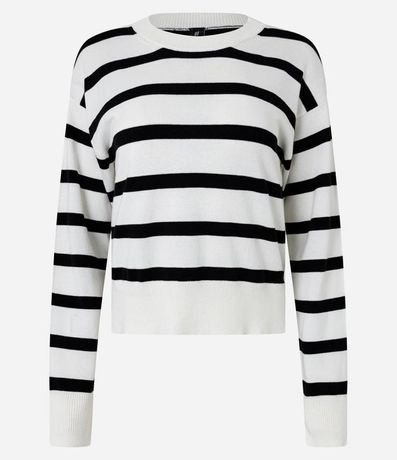 Suéter Boxy Básico en Punto con Rayas 4