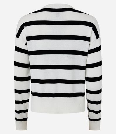 Suéter Boxy Básico en Punto con Rayas 5