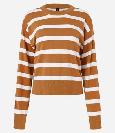 Suéter Boxy Básico en Punto con Rayas 4