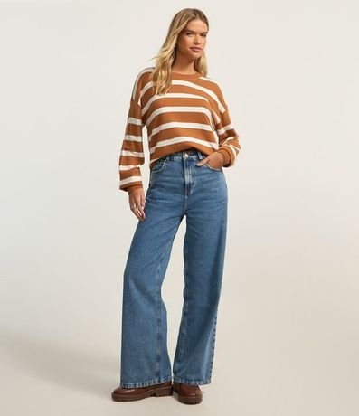 Suéter Boxy Básico en Punto con Rayas 2