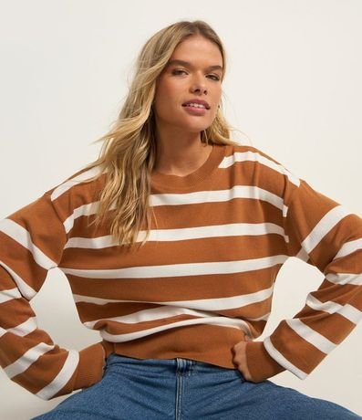Suéter Boxy Básico en Punto con Rayas 3