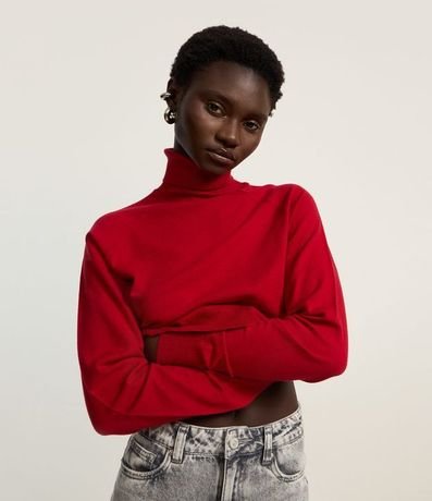 Blusa de Punto con Cuello Alto