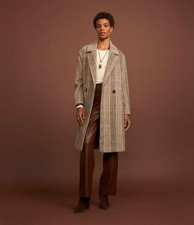 Saco Trench Coat en Polivelour de Cuadros 7