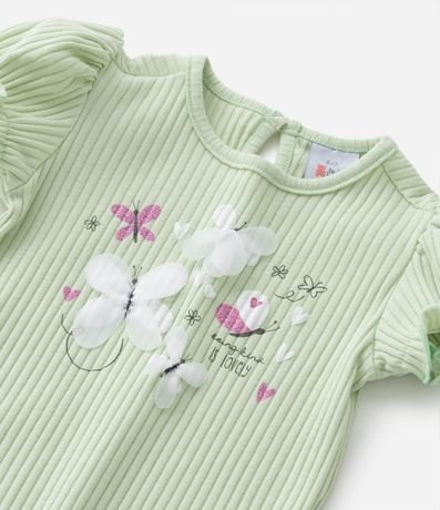 Body Infantil Acanalado con Mariposas en Organza - Talle 0 a 18 meses 6