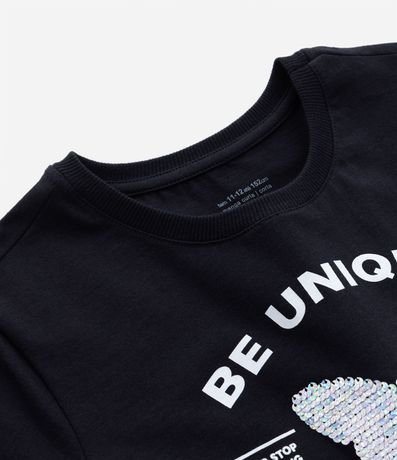 Remera Corta Infantil con Bordado de Mariposa en Lentejuelas - Talle 5 a 14 años 3