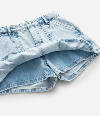 Short Pollera Infantil en Jeans con Pliegues y Bolsillos - Talle 5 a 14 años 7