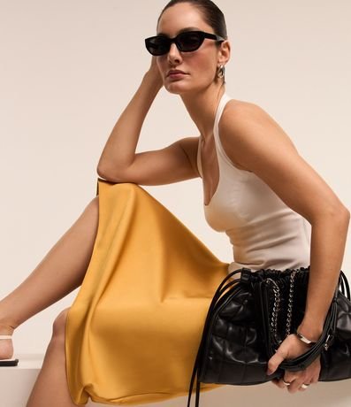 Pollera Midi Evasé en Tela Satinada