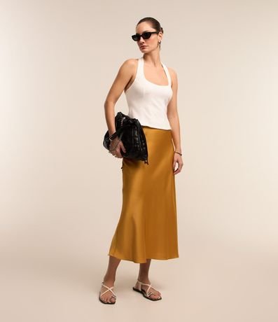 Pollera Midi Evasé en Tela Satinada 2