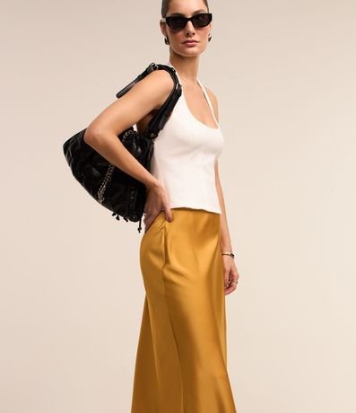 Pollera Midi Evasé en Tela Satinada 4