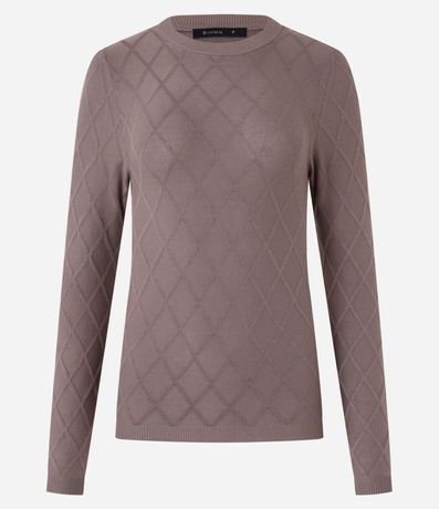 Suéter en Punto con Cuello Redondo y Textura Losângos 5