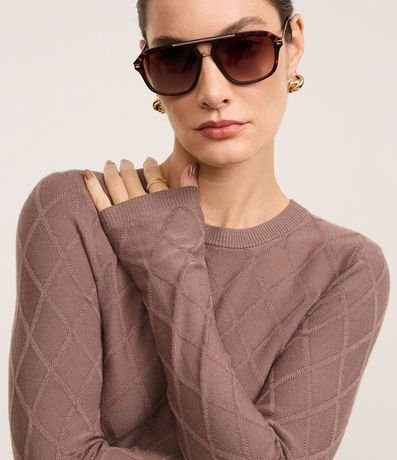 Suéter en Punto con Cuello Redondo y Textura Losângos 3