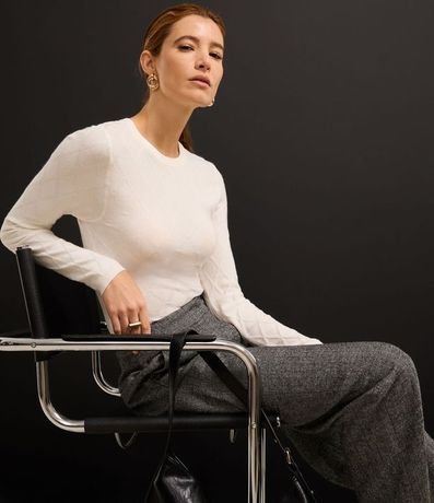 Suéter en Punto con Cuello Redondo y Textura Losângos 8