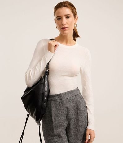 Suéter en Punto con Cuello Redondo y Textura Losângos