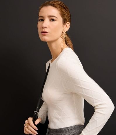 Suéter en Punto con Cuello Redondo y Textura Losângos 6