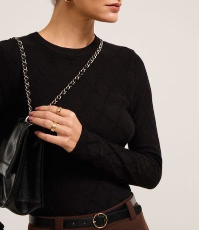 Suéter en Punto con Cuello Redondo y Textura Losângos 1