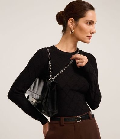 Suéter en Punto con Cuello Redondo y Textura Losângos 2