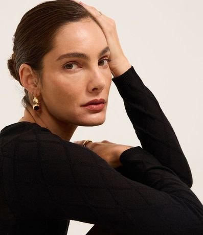 Suéter en Punto con Cuello Redondo y Textura Losângos 5