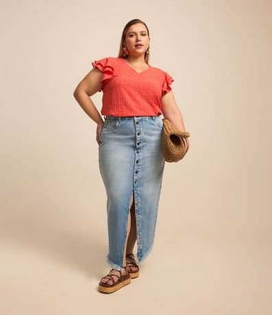 Pollera Midi en Jeans con Botones Delanteros Curve & Plus Size