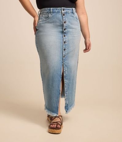 Pollera Midi en Jeans con Botones Delanteros Curve & Plus Size 2