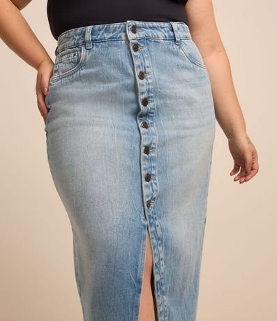 Pollera Midi en Jeans con Botones Delanteros Curve & Plus Size 4