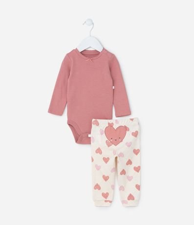 Conjunto Infantil en Suedine con Bordado Corazón - Talle RN a 18 meses