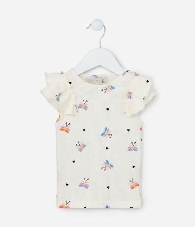 Blusa Infantil con Estampa de Mariposas y Corazones Detalle de Volado - Talle 1 a 5 años 1
