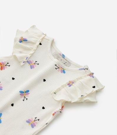 Blusa Infantil con Estampa de Mariposas y Corazones Detalle de Volado - Talle 1 a 5 años 4