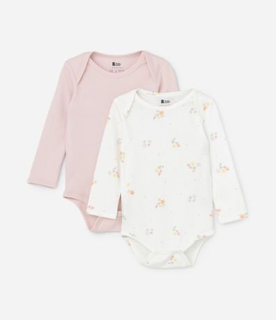 Kit 02 Bodies en Suedine con Estampa Floral - Talle RN a 9 meses
