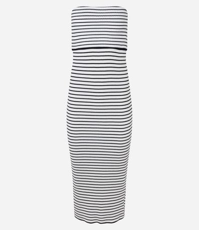 Vestido New Midi en Punto Rayado y Canesú Plegado 5