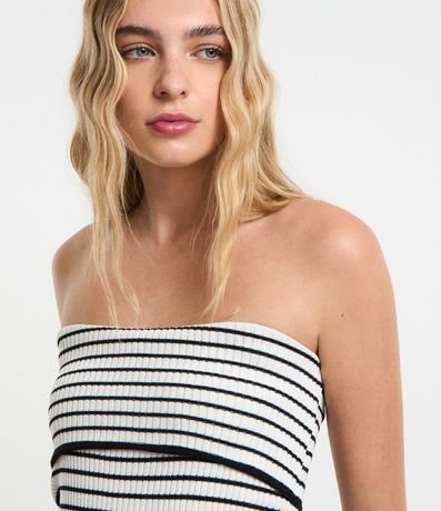 Vestido New Midi en Punto Rayado y Canesú Plegado 3