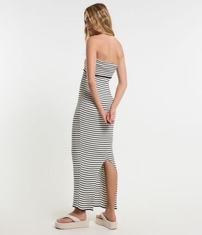 Vestido New Midi en Punto Rayado y Canesú Plegado 4