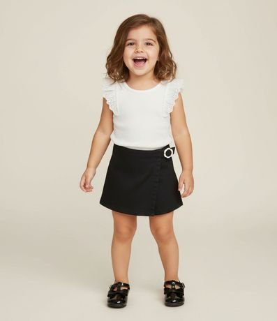 Musculosa Infantil en Rib con Volado en Broderie - Talle 1 a 5 años