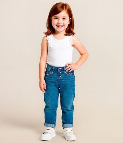 Musculosa Infantil en Rib con Volado en Broderie - Talle 1 a 5 años