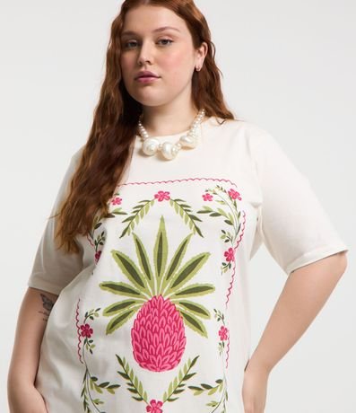 Blusa en Algodón con Estampa Piña con Follajes Curve & Plus Size 4