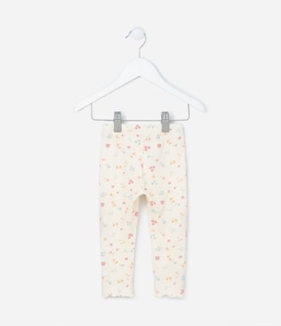 Pantalón Legging Infantil Acanalada con Estampa Floral - Talle 0 a 18 meses 2