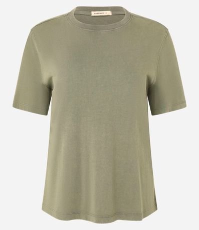 Blusa T-shirt en Algodón Desteñido con Manga corta 5