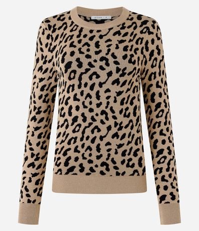 Blusa en Tricot con Hombrera Estampa Animal Print