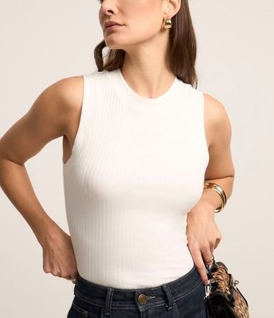 Blusa sin Manga en Rib con Textura Acanalada 3