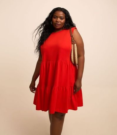 Vestido Corto Muscle Tee en Algodón con Volados Marias Curve & Plus Size