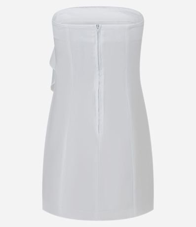 Vestido Corto Sin Manga con Tejido Satinado y Volados 5