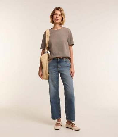 Blusa T-shirt en Algodón Desteñido con Manga corta 2