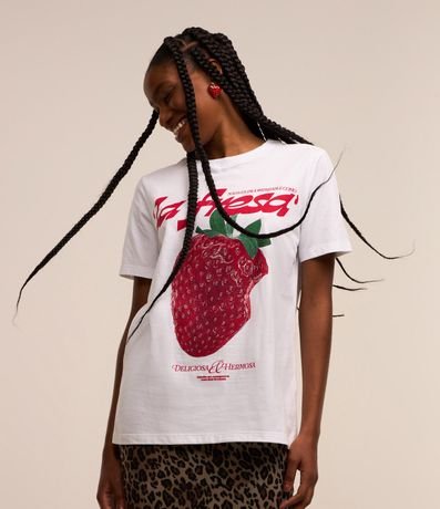 Remera en Algodón con Estampa Frutilla