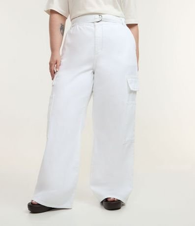 Pantalón Wide Leg en Sarga con Bolsillos Cargo y Cinturón Curve & Plus Size 2