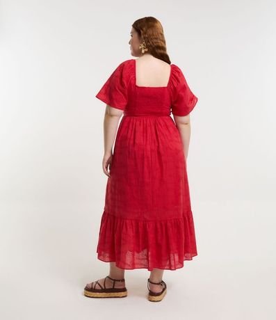 Vestido Midi en Laise con Manga Abullonada Curve & Plus Size 2