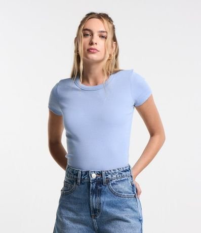 Blusa en Rib Acanalada con Manga Corta 1
